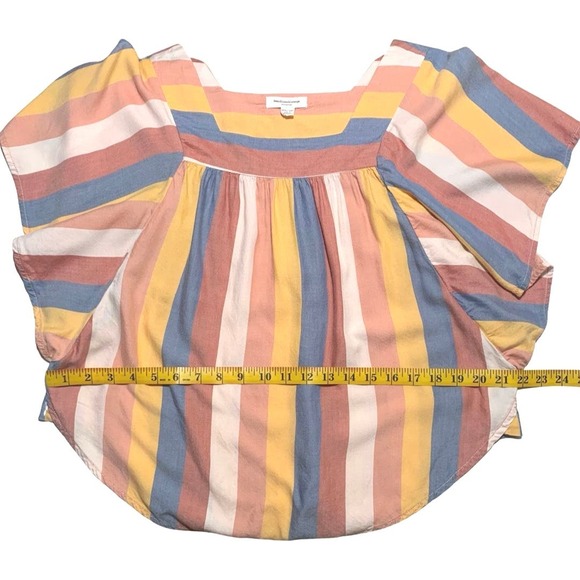 BeachLunchLounge | Women | Zoey Happy Stripe Flutter Sleeve Boho Top | Size XS - Picture 5 of 13